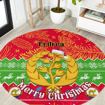 Personalised Eritrea Christmas Round Carpet Eritrean Olive Santa Claus Merry Xmas LT14
