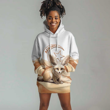 Afro Algeria Fennec Fox Hoodie Dress Algerian Sahara Vulpes zerda LT14