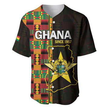 Afro Ghana Independence Day Baseball Jersey Ghanaian 1957 Kente Pattern LT14