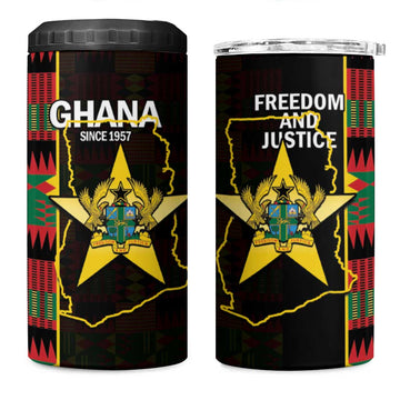 Afro Ghana Independence Day 4 in 1 Can Cooler Tumbler Ghanaian 1957 Kente Pattern LT14