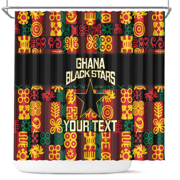 Custom Ghana Football Shower Curtain 2025 Go Black Stars Adinkra pattern LT14