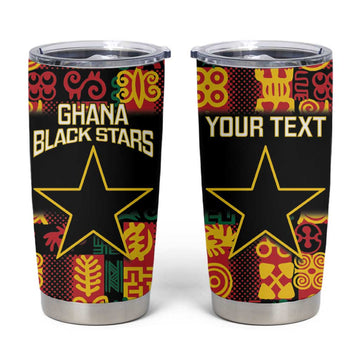 Custom Ghana Black Stars Tumbler Cup Adinkra Pattern - Football Style LT14