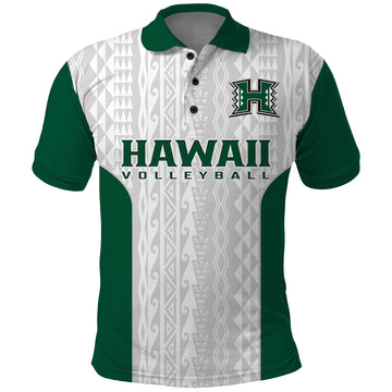 (Custom Text And Number) Hawaii Volleyball Polo Shirt Hawaiian Kakau White Style LT14