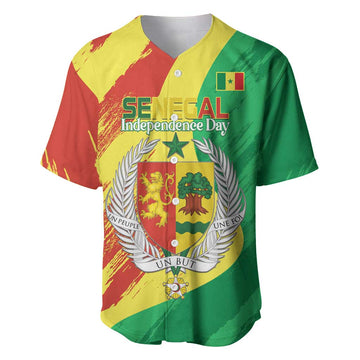 Afro Senegal Independence Day Baseball Jersey Coat Of Arms Grunge Style LT14