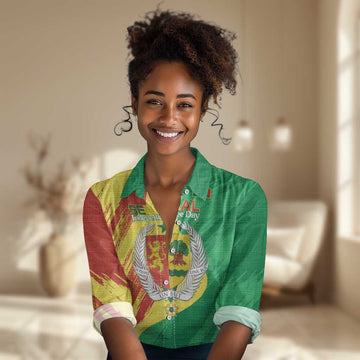 Afro Senegal Independence Day Women Casual Shirt Coat Of Arms Grunge Style LT14