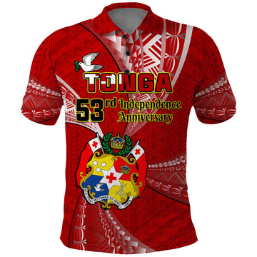Tonga Polo Shirt Happy 53rd Independence Anniversary Tongan Pattern LT14