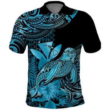 Custom Monk Seal Hawaii Polo Shirt Polynesian Kakau With Kanaka Turquoise LT14