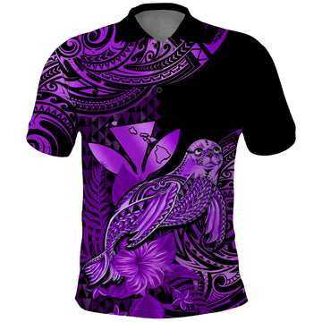 Custom Monk Seal Hawaii Polo Shirt Polynesian Kakau With Kanaka Purple LT14