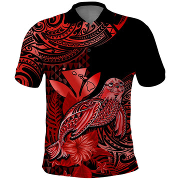 Custom Monk Seal Hawaii Polo Shirt Polynesian Kakau With Kanaka Red LT14