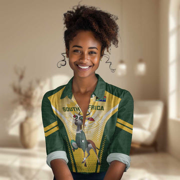 South Africa Rugby Women Casual Shirt Cute Springboks Mascot LT14