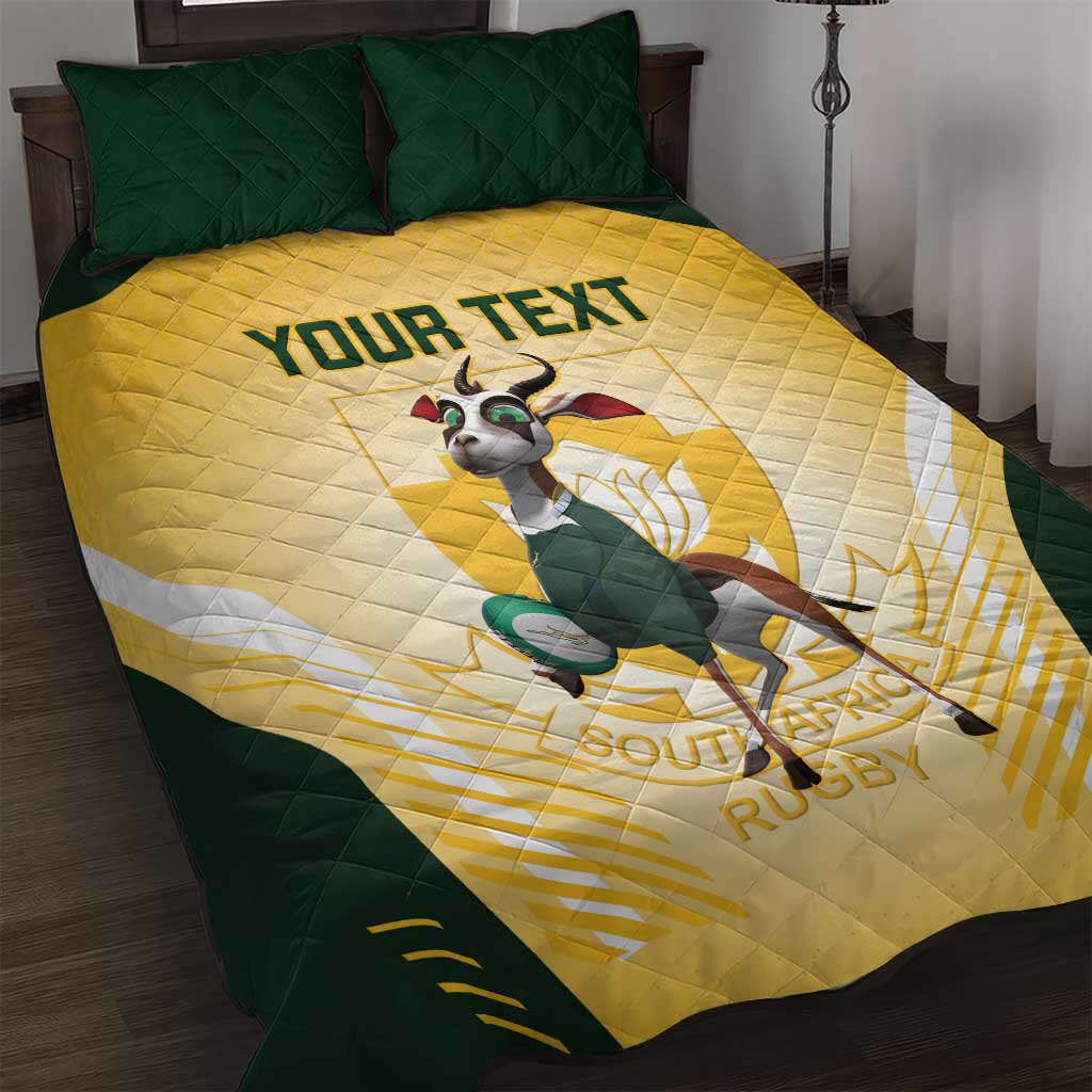 Custom South Africa Rugby Quilt Bed Set Cute Springboks Mascot LT14