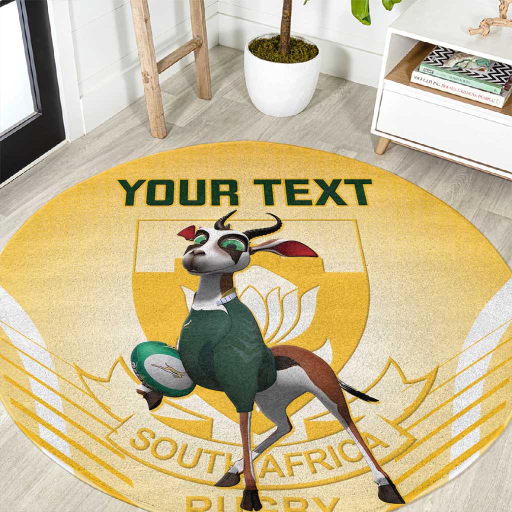 Custom South Africa Rugby Round Carpet Cute Springboks Mascot LT14