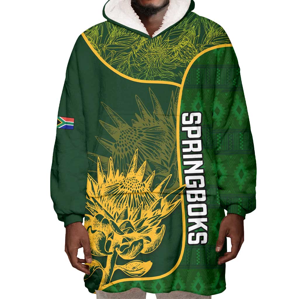 Custom South Africa Rugby Wearable Blanket Hoodie Go Champions Springboks Flower LT14