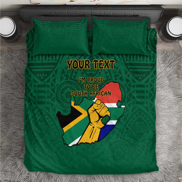Personalised South Africa Bedding Set African Pattern Happy Freedom Day Green Version LT14