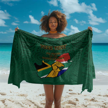 Personalised South Africa Sarong African Pattern Happy Freedom Day Green Version LT14