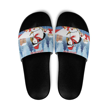 Personalised Puffin Iceland Christmas Slide Sandals Merry Xmas Winter Vibes LT14