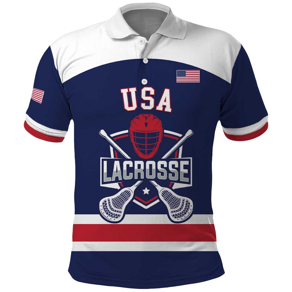 Custom United States Lacrosse Polo Shirt Go Champions Blue Version LT14