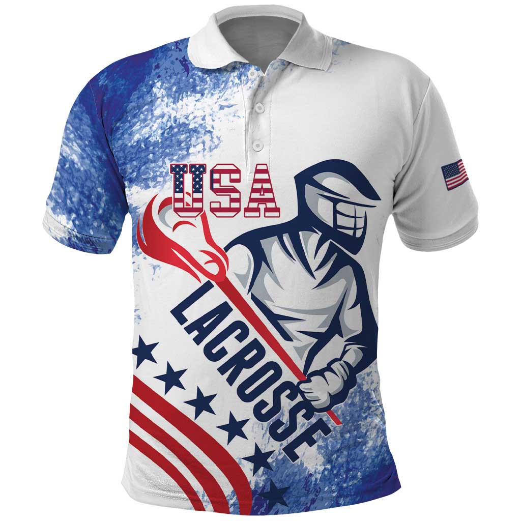 Custom United States Lacrosse Polo Shirt 2025 Grunge Style LT14