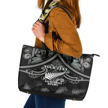 Custom New Zealand Silver Fern Rugby Leather Tote Bag All Black Since 1892 Aotearoa Moko Maori LT14