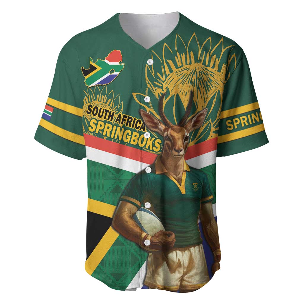 Custom South Africa Rugby Baseball Jersey 2024 Go Springboks Mascot African Pattern LT14