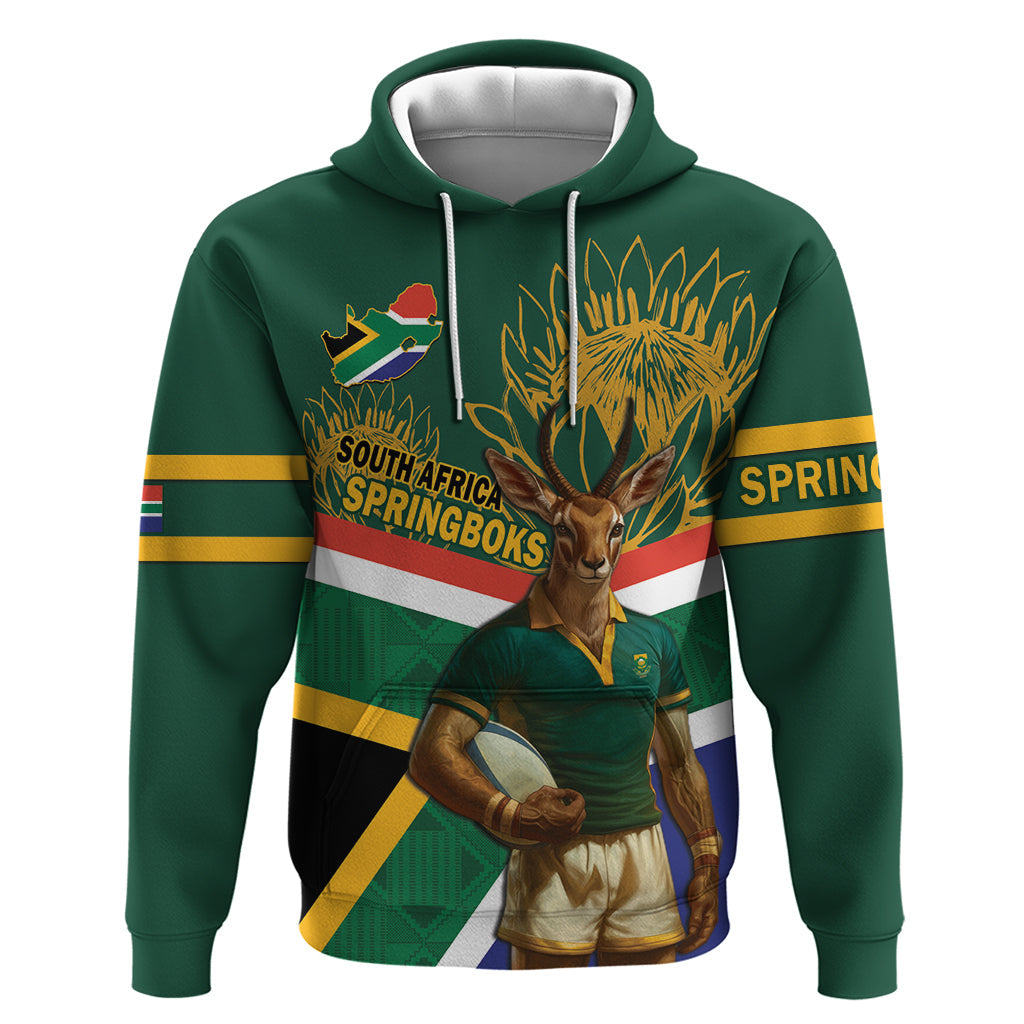 Custom South Africa Rugby Hoodie 2024 Go Springboks Mascot African Pattern LT14