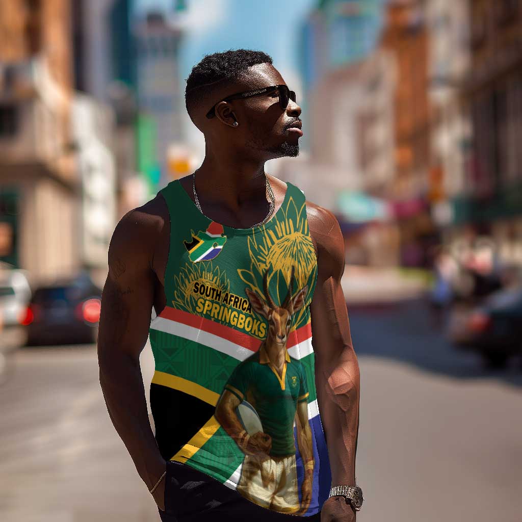 Custom South Africa Rugby Men Tank Top 2024 Go Springboks Mascot African Pattern LT14