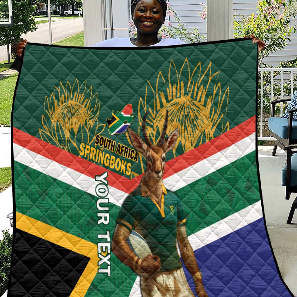 Custom South Africa Rugby Quilt 2024 Go Springboks Mascot African Pattern LT14