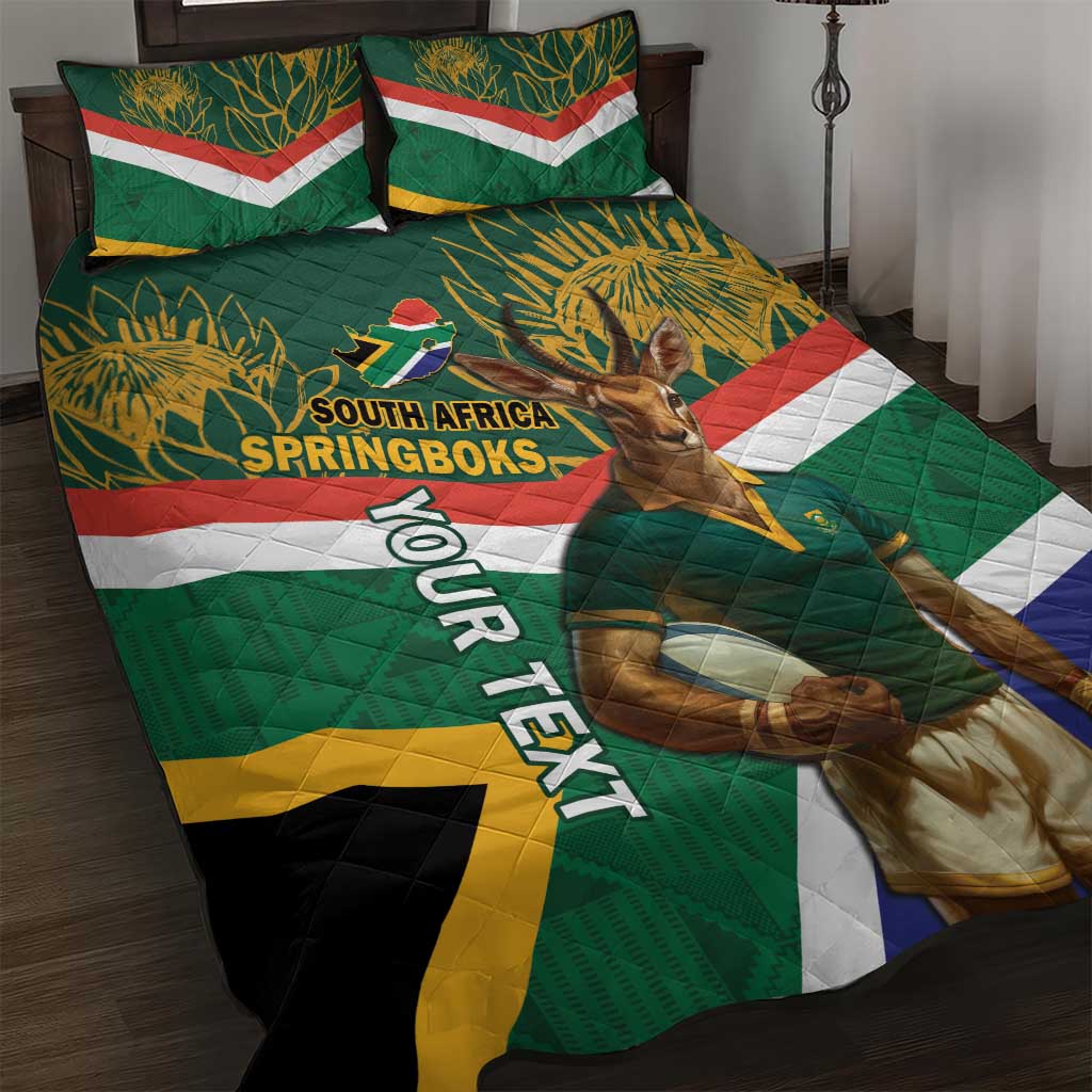 Custom South Africa Rugby Quilt Bed Set 2024 Go Springboks Mascot African Pattern LT14