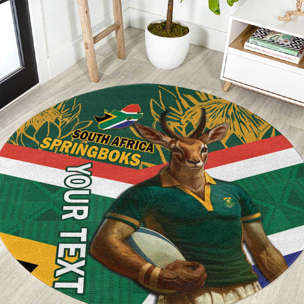 Custom South Africa Rugby Round Carpet 2024 Go Springboks Mascot African Pattern LT14