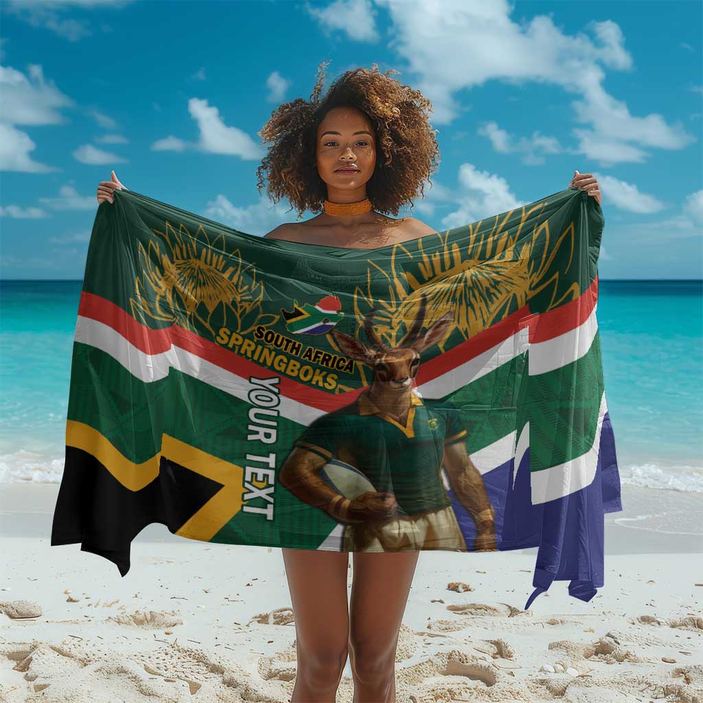 Custom South Africa Rugby Sarong 2024 Go Springboks Mascot African Pattern LT14