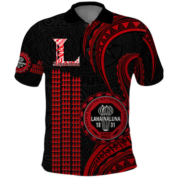 Personalised Hawaii Lahainaluna High School Polo Shirt Polynesian Kakau Pattern LT14