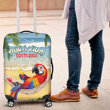 Pura Vida Costa Rica Luggage Cover Chilling Scarlet Macaw Tropical Vibes LT14