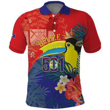 Belize Independence Day Polo Shirt 501 Proud Keel Billed Toucan Tropical LT14