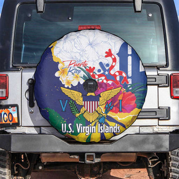 US Virgin Islands - Puerto Rico Day Spare Tire Cover Boricua Coqui Yellow-colored Eagle LT14