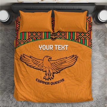 Custom Zambia Football Bedding Set Copper Queens Kente Pattern LT14