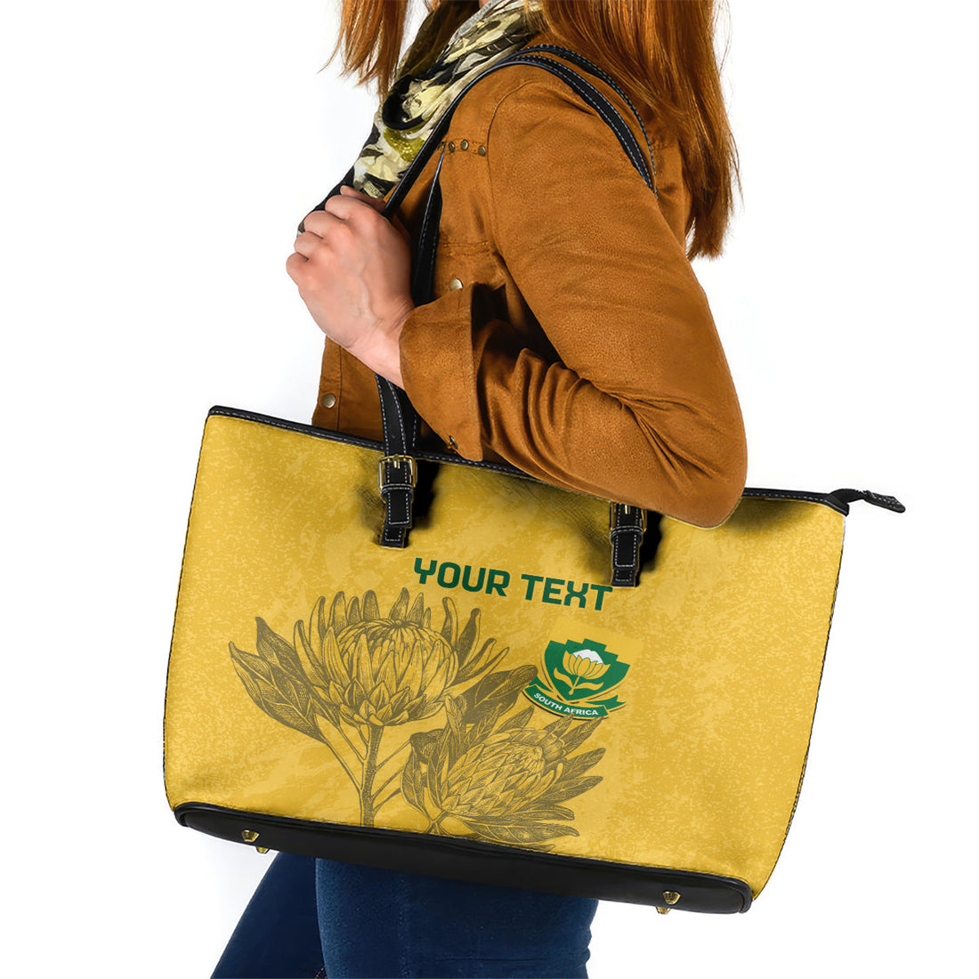 Custom South Africa Soccer Leather Tote Bag Go Banyana Banyana Proteas LT14