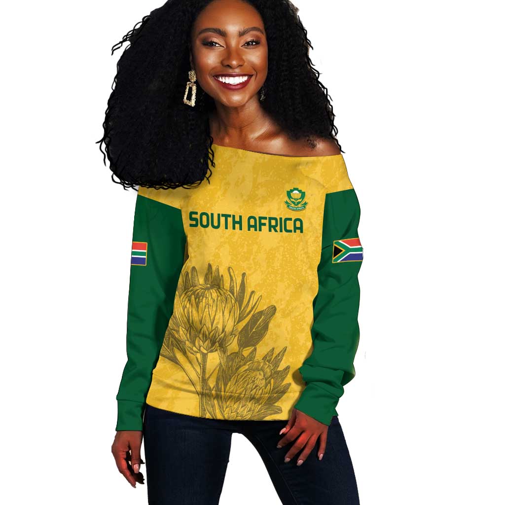 Custom South Africa Soccer Off Shoulder Sweater Go Banyana Banyana Proteas LT14