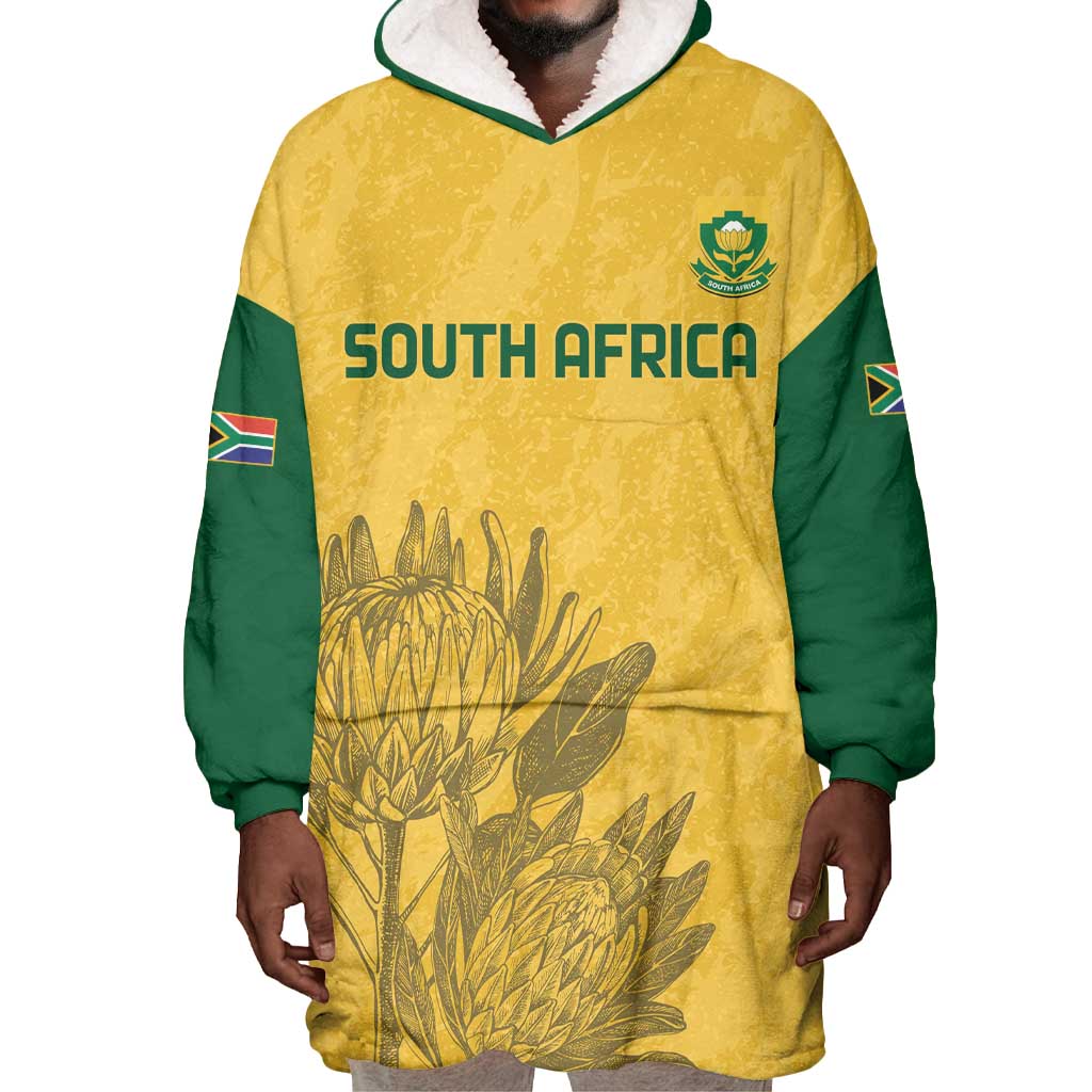 Custom South Africa Soccer Wearable Blanket Hoodie Go Banyana Banyana Proteas LT14
