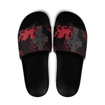 Wales Slide Sandals Celtic Cross Welsh Red Dragon LT14