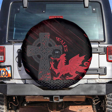 Wales Spare Tire Cover Celtic Cross Welsh Red Dragon LT14