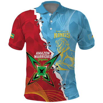 Saint Lucia and Guyana Cricket Personalized Polo Shirt Kings Amazon Warriors Together LT14