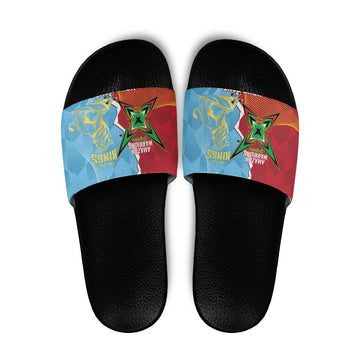 Saint Lucia and Guyana Cricket Personalized Slide Sandals Kings Amazon Warriors Together LT14