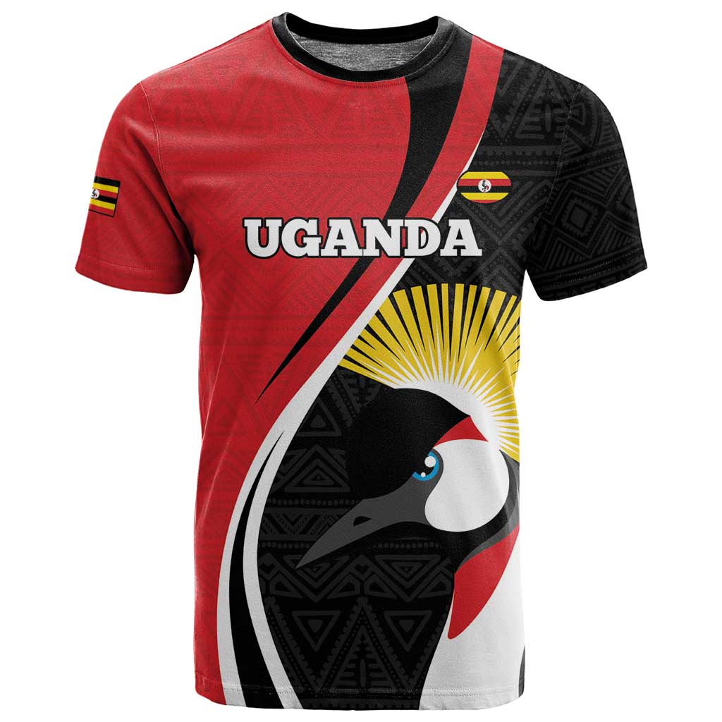 Afro Uganda Rugby Custom T shirt Go Cranes - African Pattern LT14