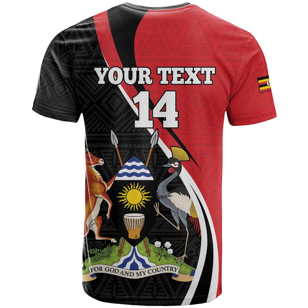 Afro Uganda Rugby Custom T shirt Go Cranes - African Pattern LT14