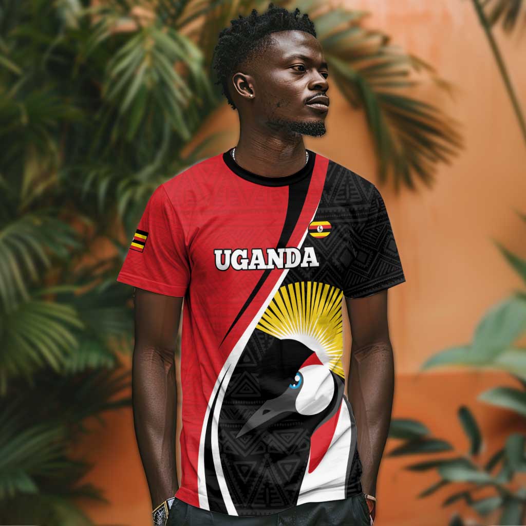 Afro Uganda Rugby Custom T shirt Go Cranes - African Pattern LT14