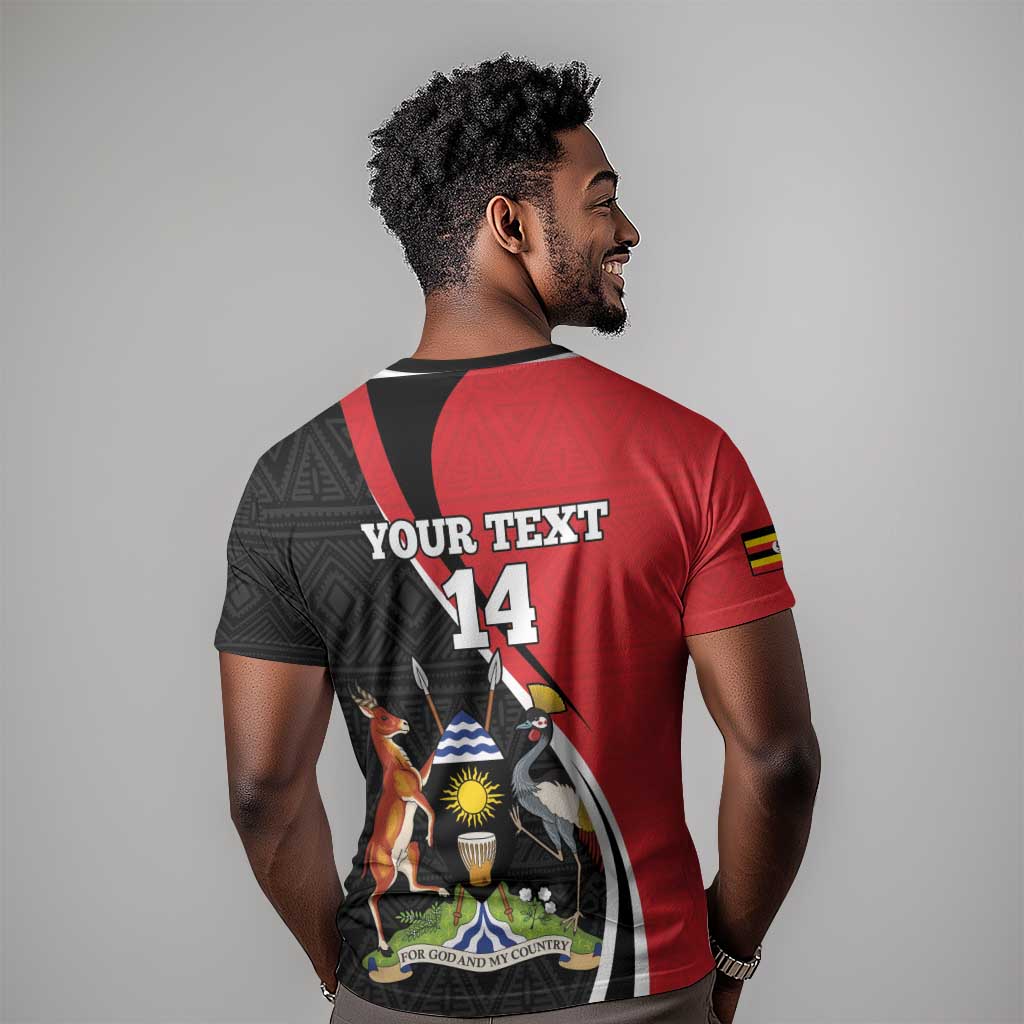 Afro Uganda Rugby Custom T shirt Go Cranes - African Pattern LT14