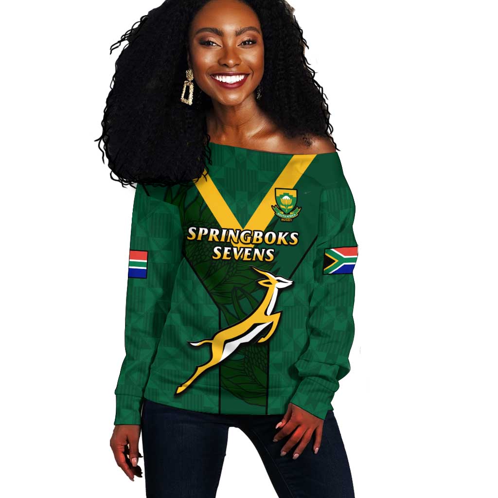 Custom South Africa Rugby Go Blitzboks Sevens Off Shoulder Sweater LT14