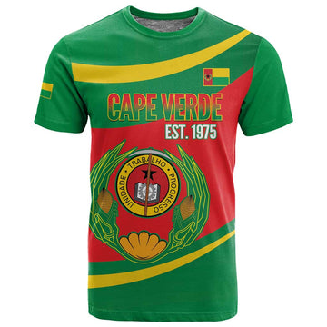 Cape Verde 1975-1992 T shirt Unidade Trabalho Progresso LT14
