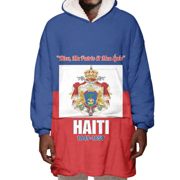 Personalised Second Empire of Haiti 1849-1859 Wearable Blanket Hoodie Anpi an Ayiti Flag Style LT14