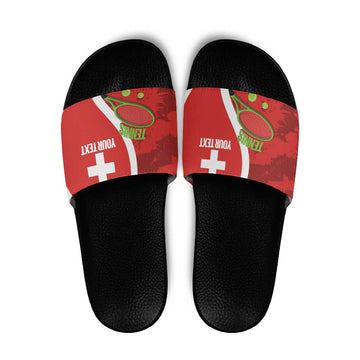 Personalised Switzerland Tennis Slide Sandals Swiss Born To Play LT14